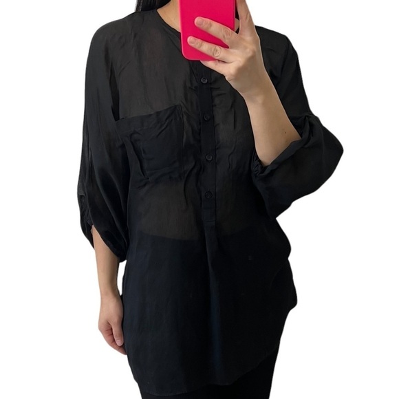 Kain Women’s 100% Silk Black blouse with oversized sleeves Size Large - Picture 1 of 11